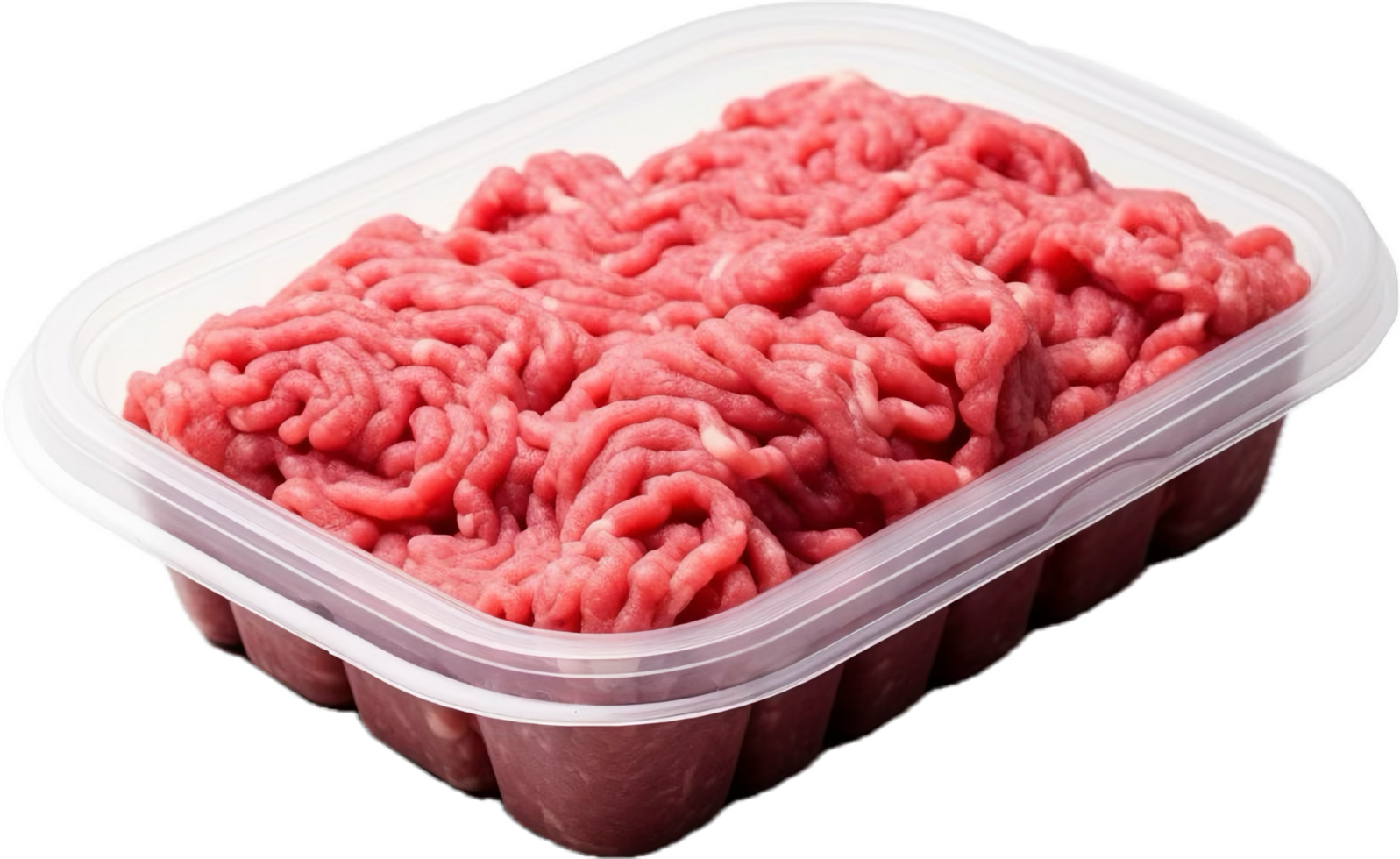AI generated raw minced meat in a black plastic png