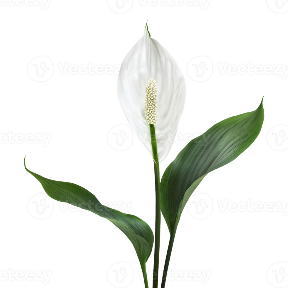 AI generated Peace lily spathiphyllum wallisii flower png isolated on transparent background