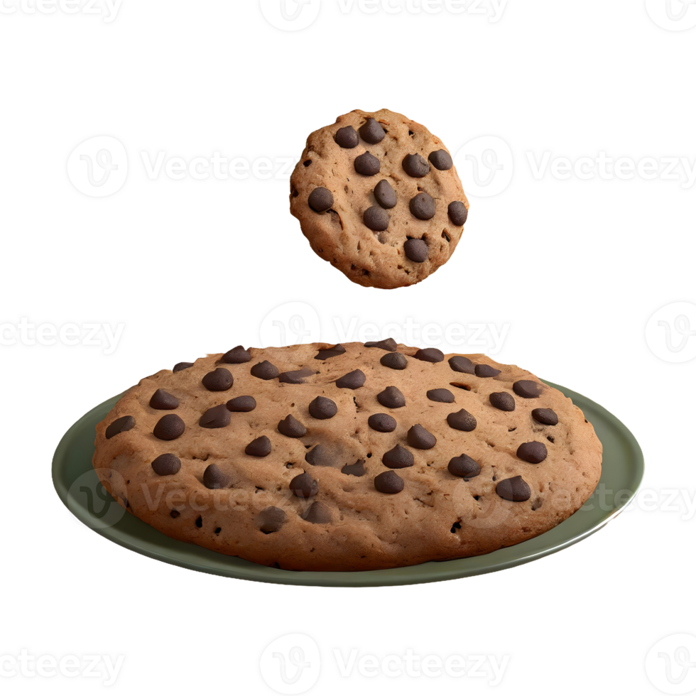 ai généré cuisson délicieux Chocolat puce biscuits isolé sur transparent Contexte png