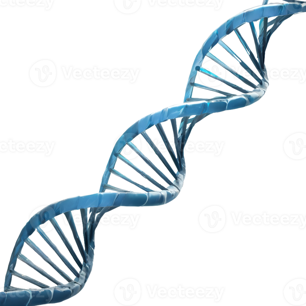 ai generato 3d blu dna elica sequenza elemento isolato su trasparente sfondo png