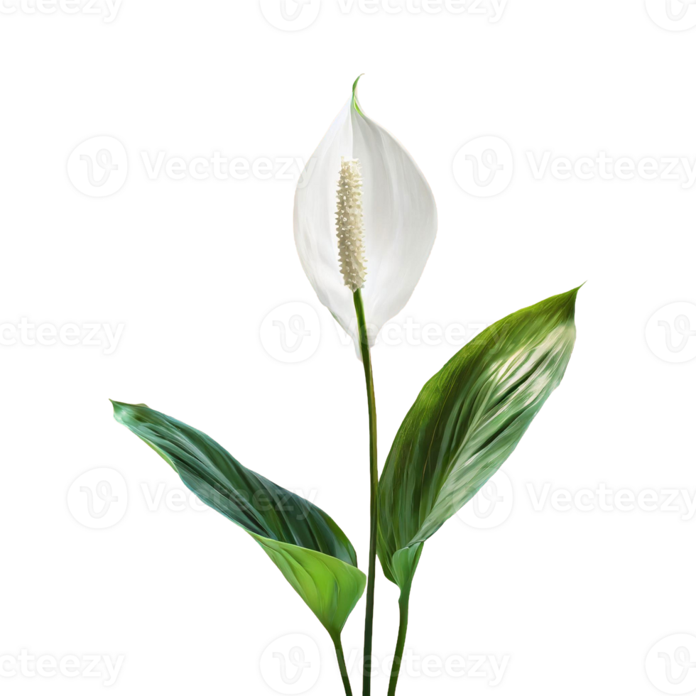 AI generated Peace lily spathiphyllum wallisii flower png isolated on transparent background