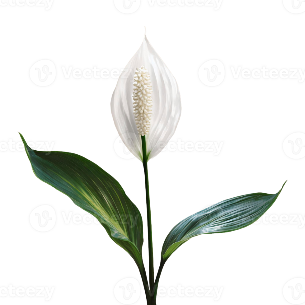 AI generated Peace lily spathiphyllum wallisii flower png isolated on transparent background