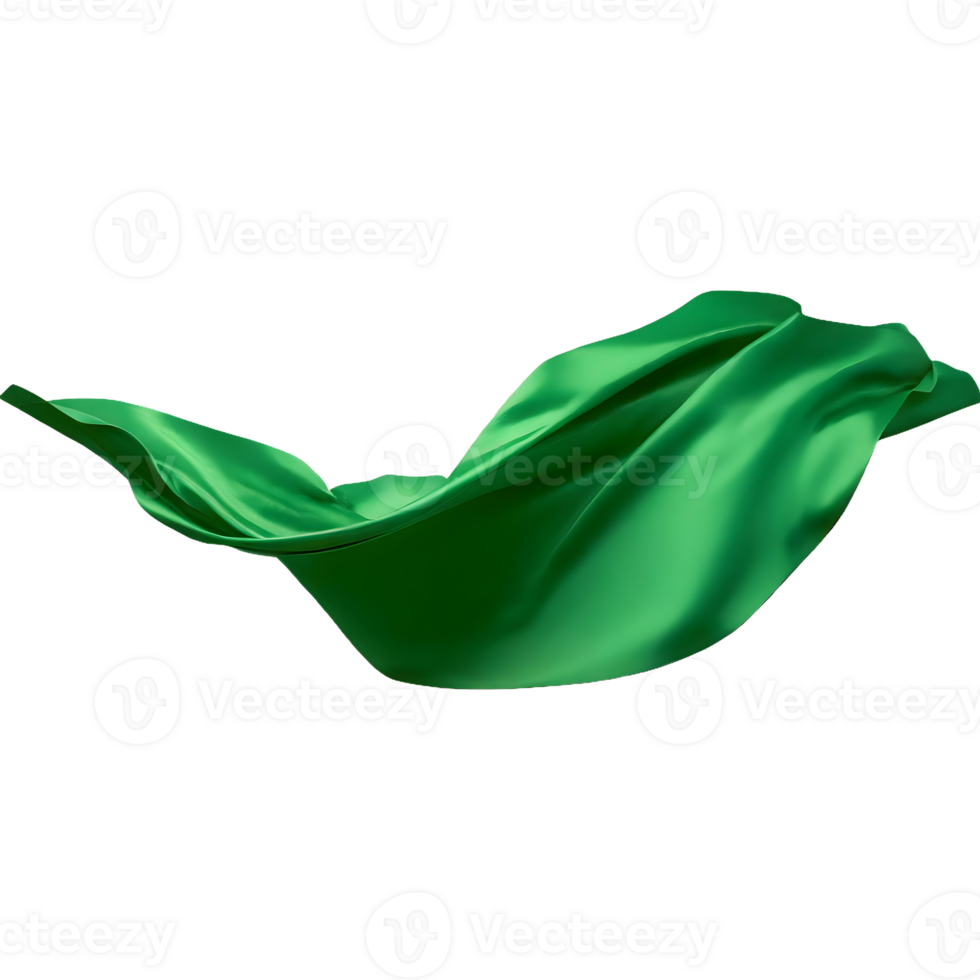 AI generated Flying green silk fabric isolated on transparent background png