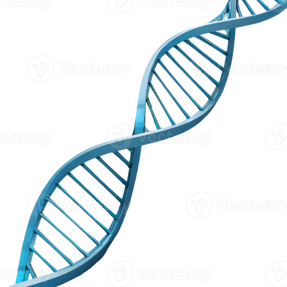 ai generato 3d blu dna elica sequenza elemento isolato su trasparente sfondo png