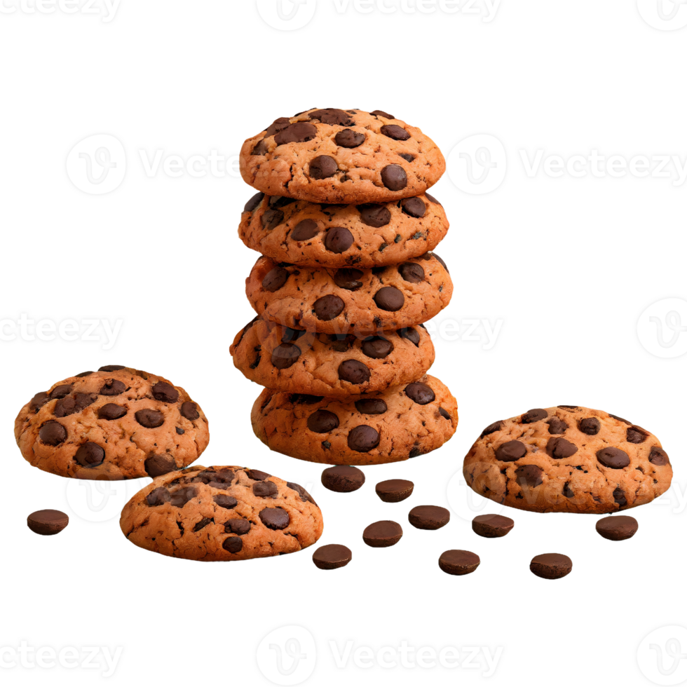 AI generated Baking delicious chocolate chip cookies isolated on transparent background png