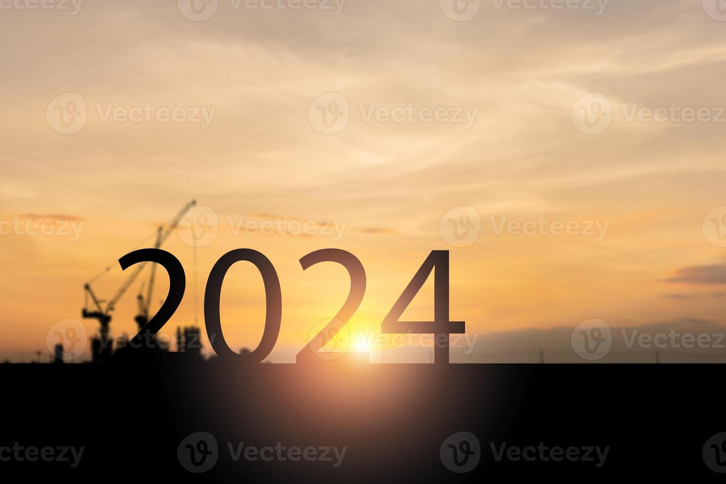 Silhouette of sunset sky for preparation the new year of 2024 photo