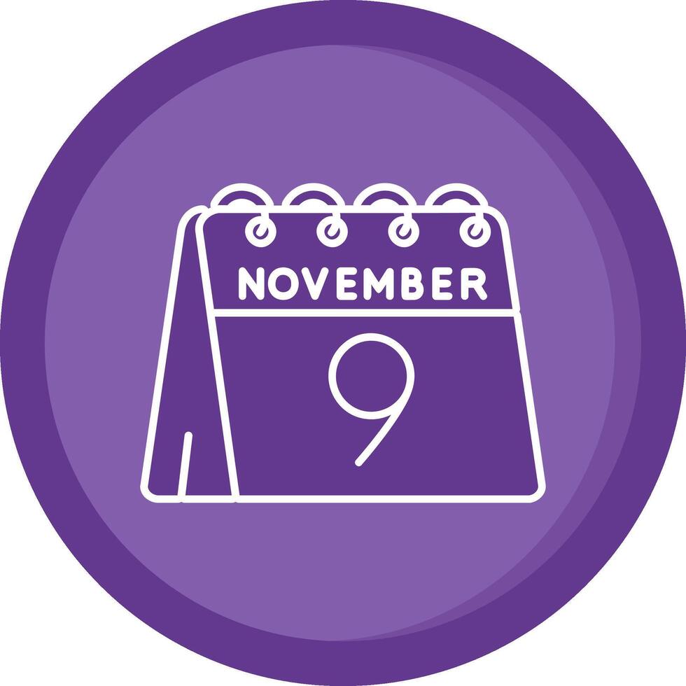 9th of November Solid Purple Circle Icon vector