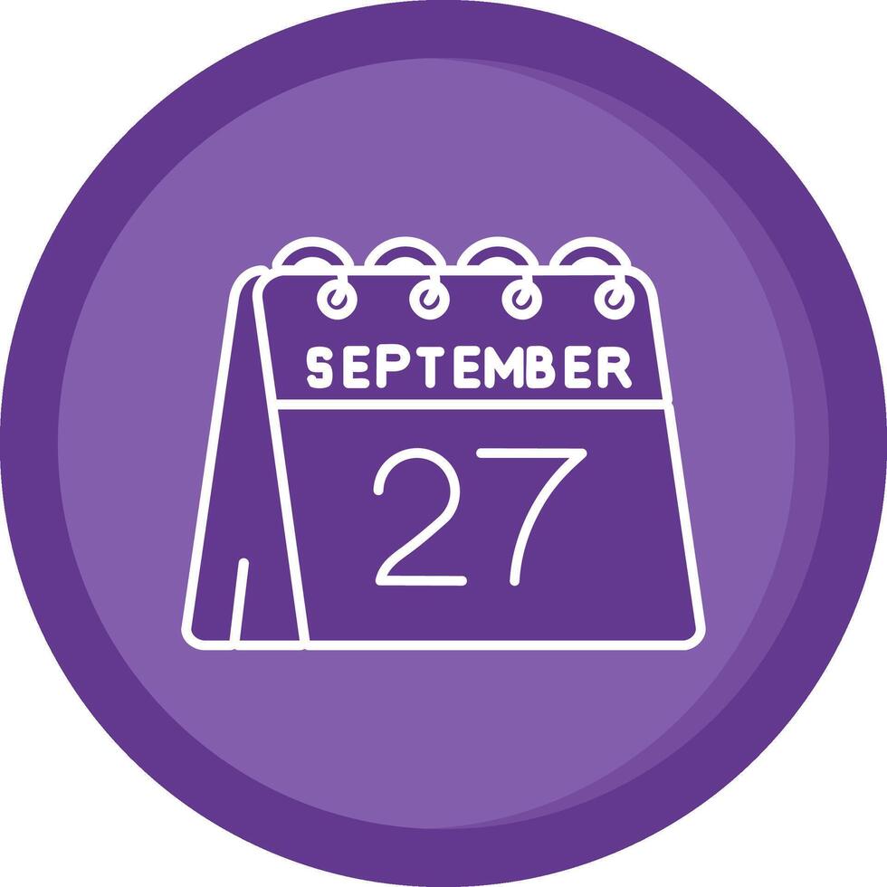 27th of September Solid Purple Circle Icon vector