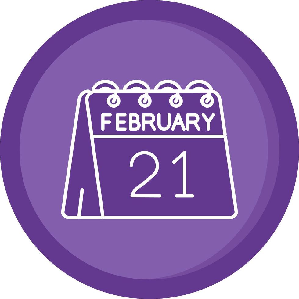 21 de febrero sólido púrpura circulo icono vector