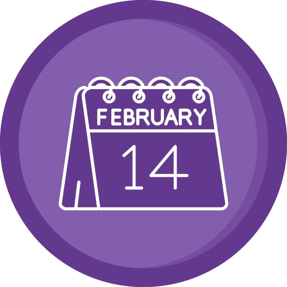 14to de febrero sólido púrpura circulo icono vector