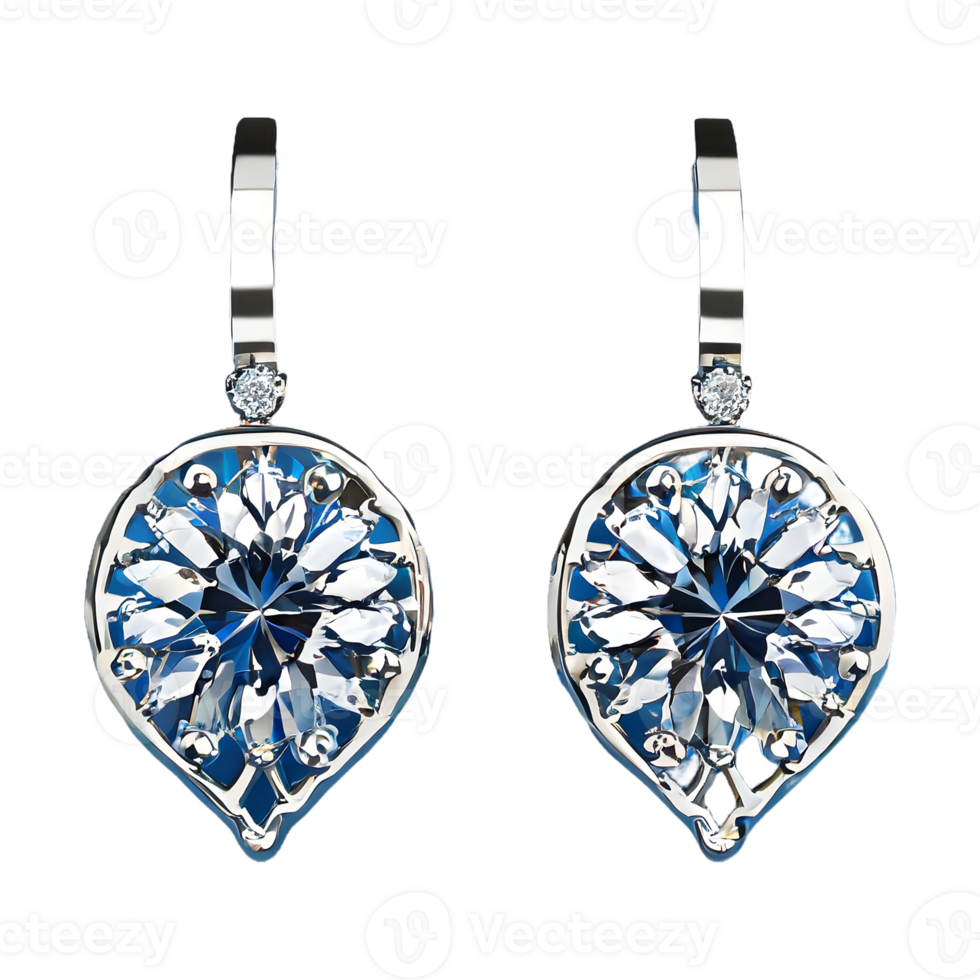 AI generated Luxury diamond earrings isolated on transparent background png
