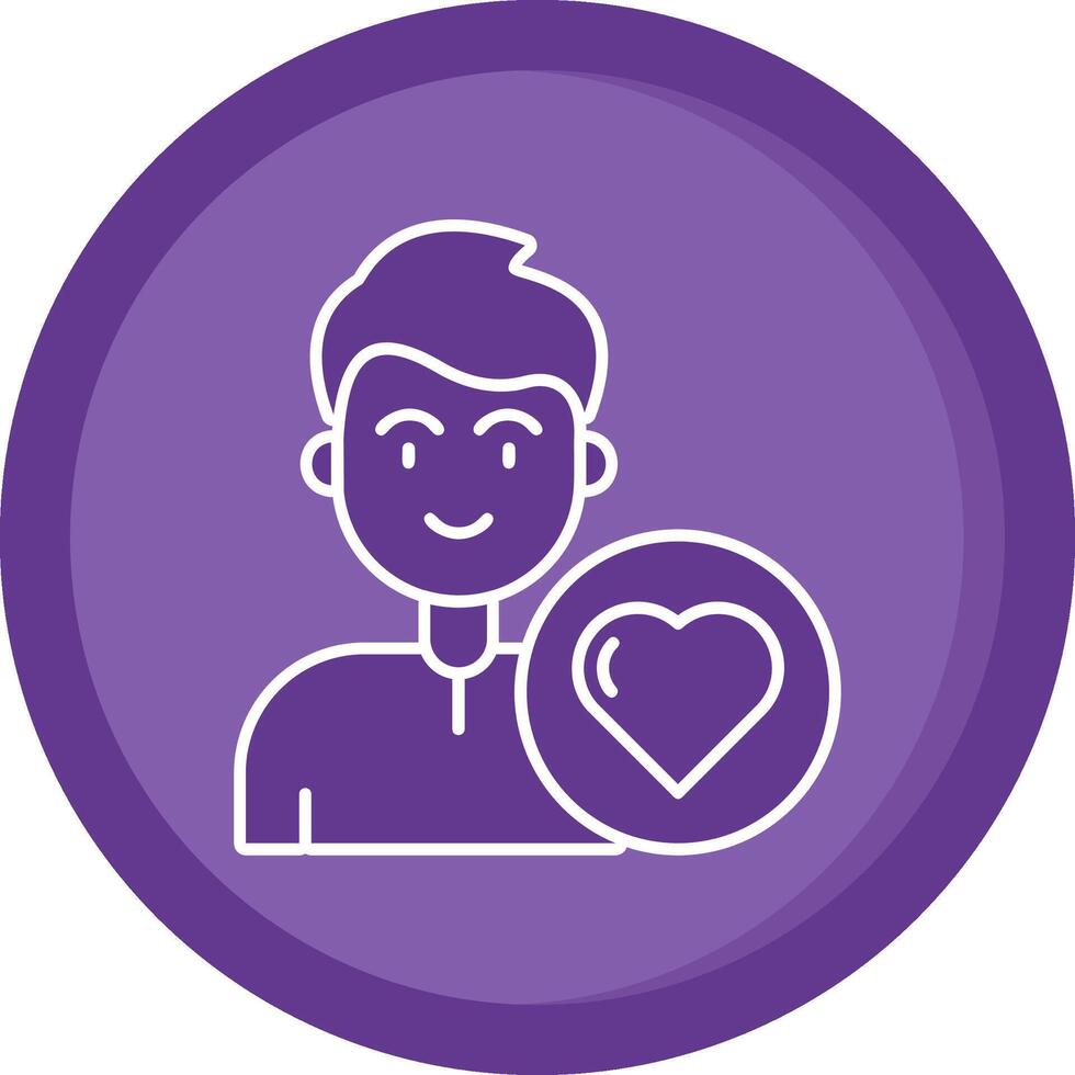 corazón sólido púrpura circulo icono vector
