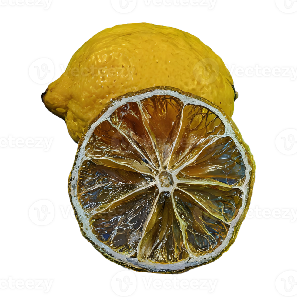 AI generated Lemons dried isolated on transparent background png