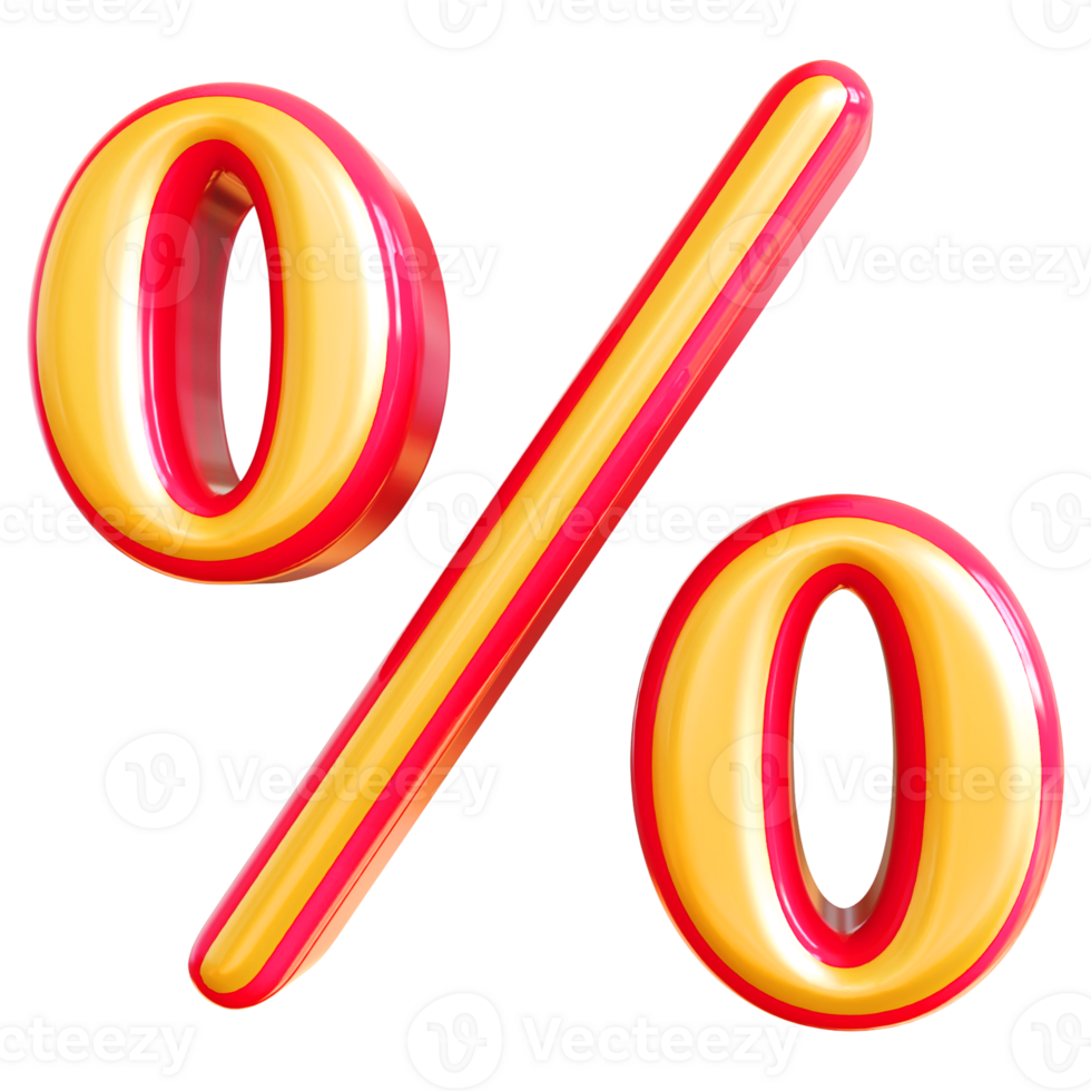 Percent symbol 3d render png