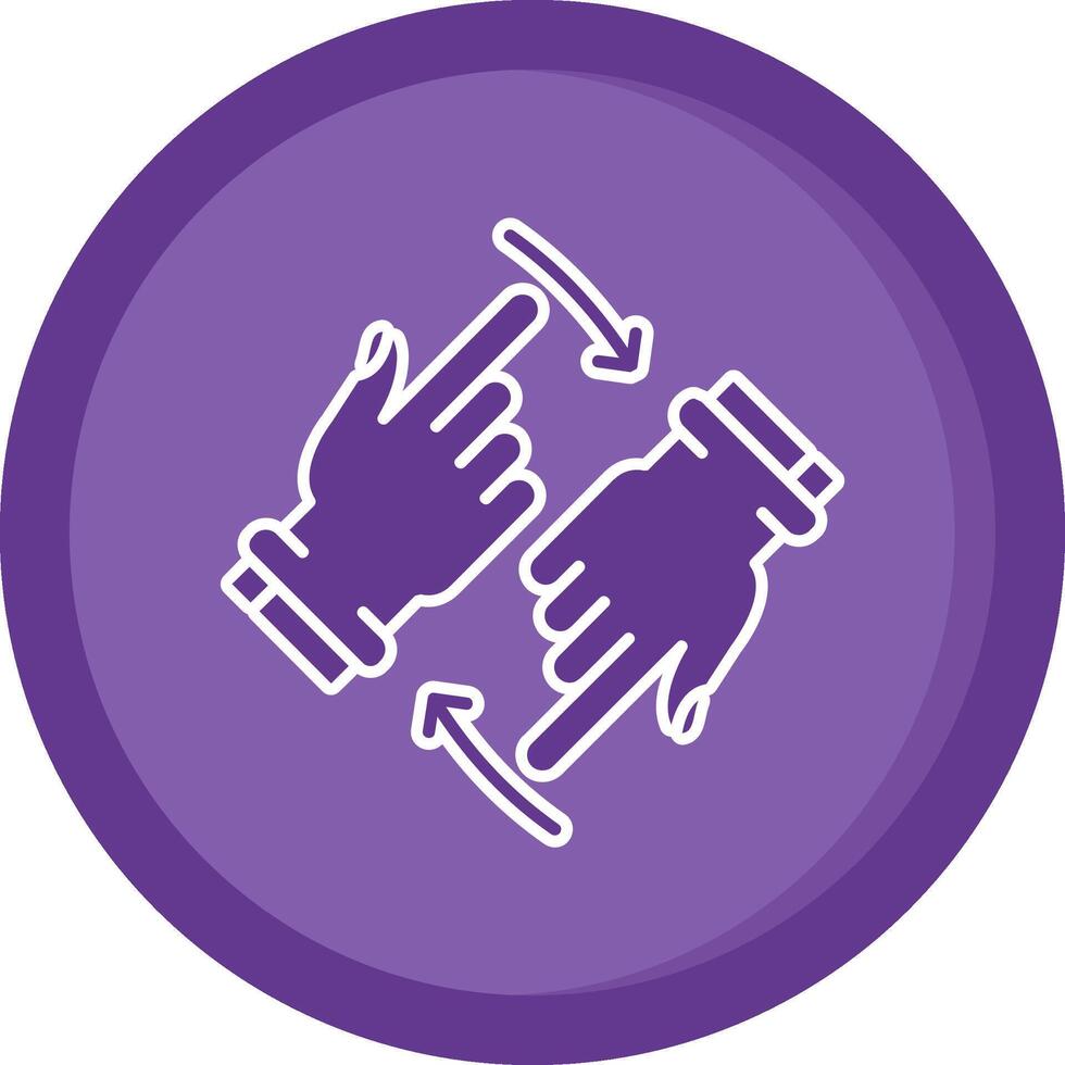 Rotate Two Hands Solid Purple Circle Icon vector