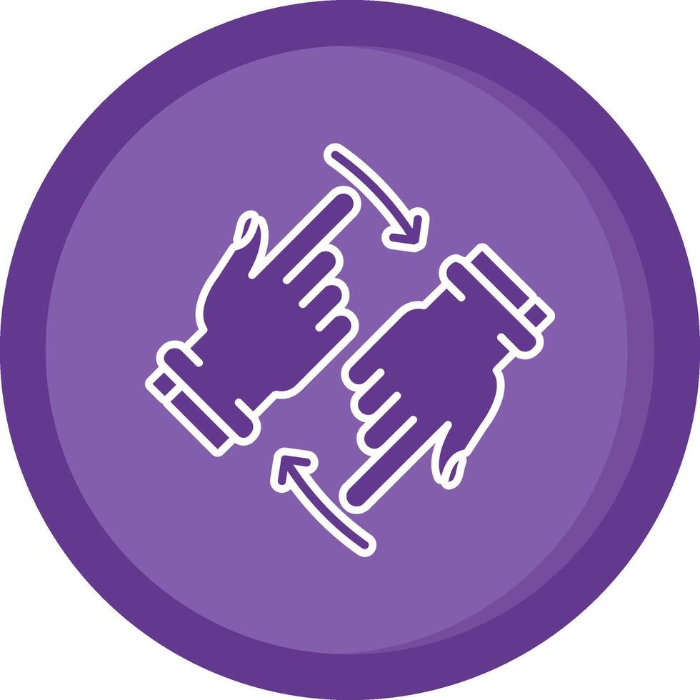 Rotate Two Hands Solid Purple Circle Icon vector