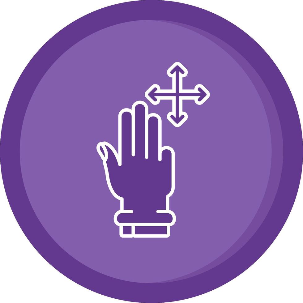 Tres dedos moverse sólido púrpura circulo icono vector