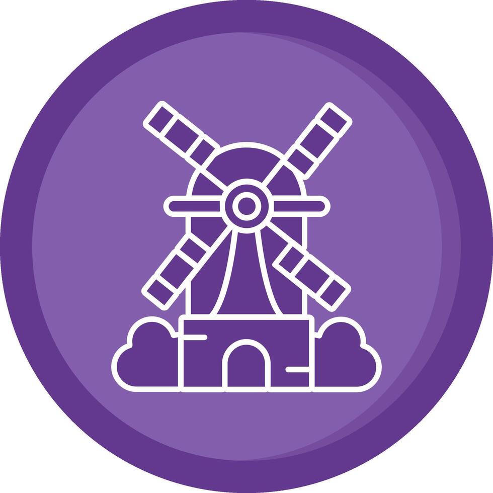 Windmill Solid Purple Circle Icon vector