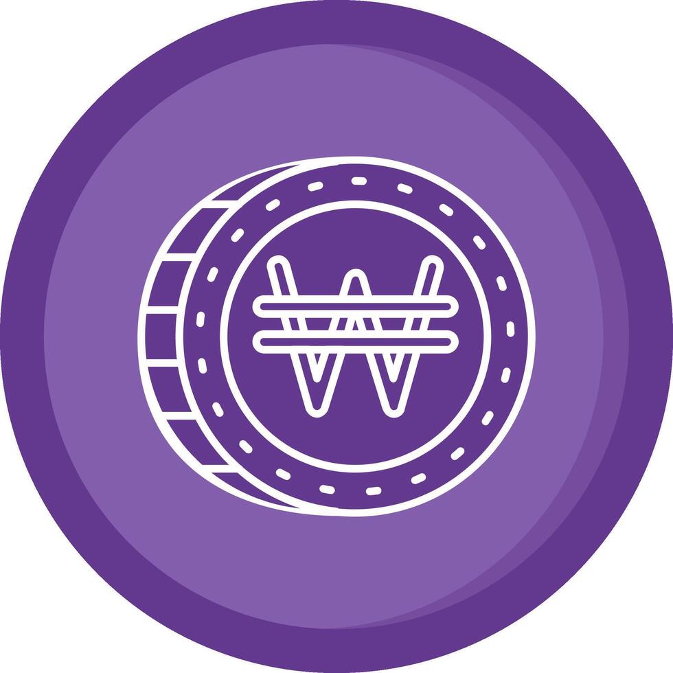 Won Solid Purple Circle Icon vector