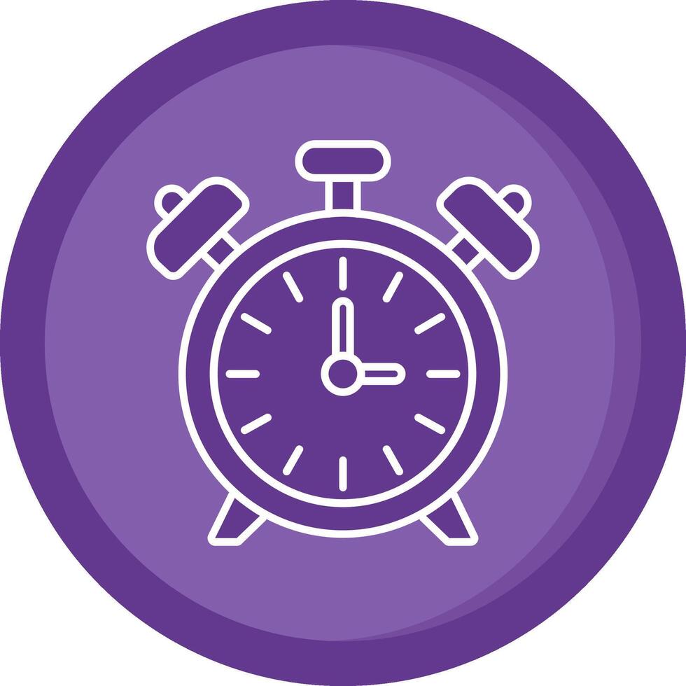 alarma reloj sólido púrpura circulo icono vector