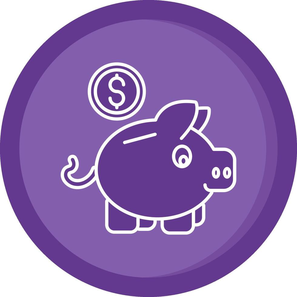 cerdito banco sólido púrpura circulo icono vector