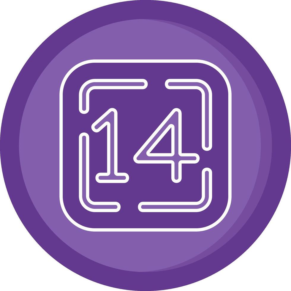 Fourteen Solid Purple Circle Icon vector