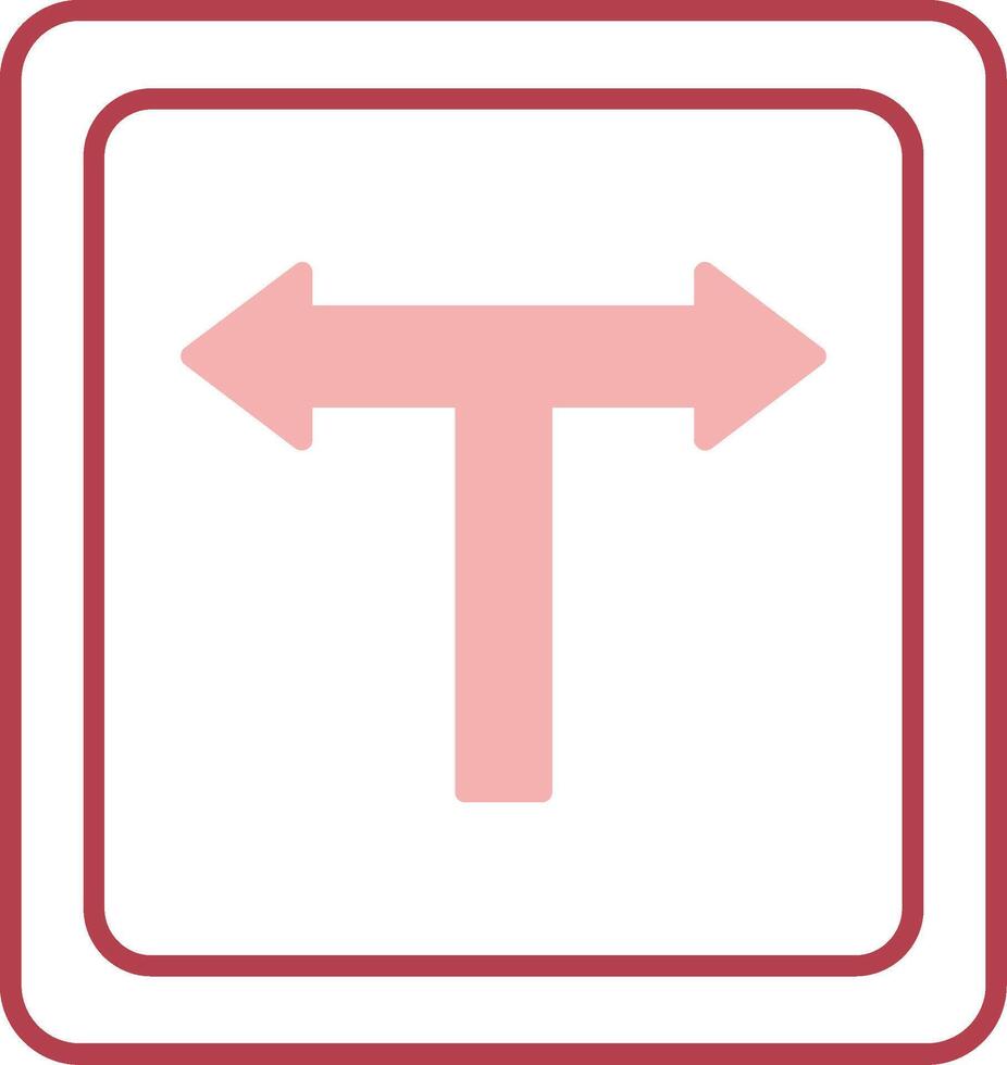 T Junction Solid Two Color Icon vector