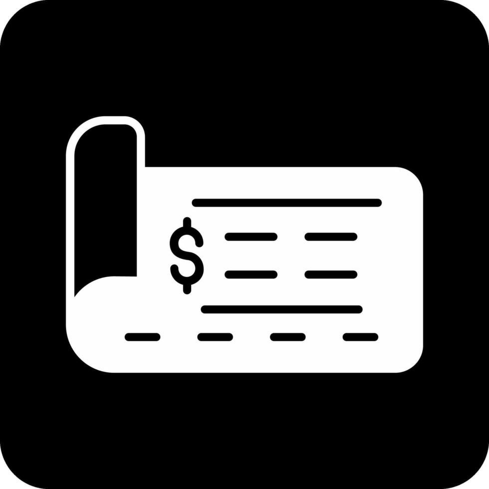 icono de vector de cheque bancario