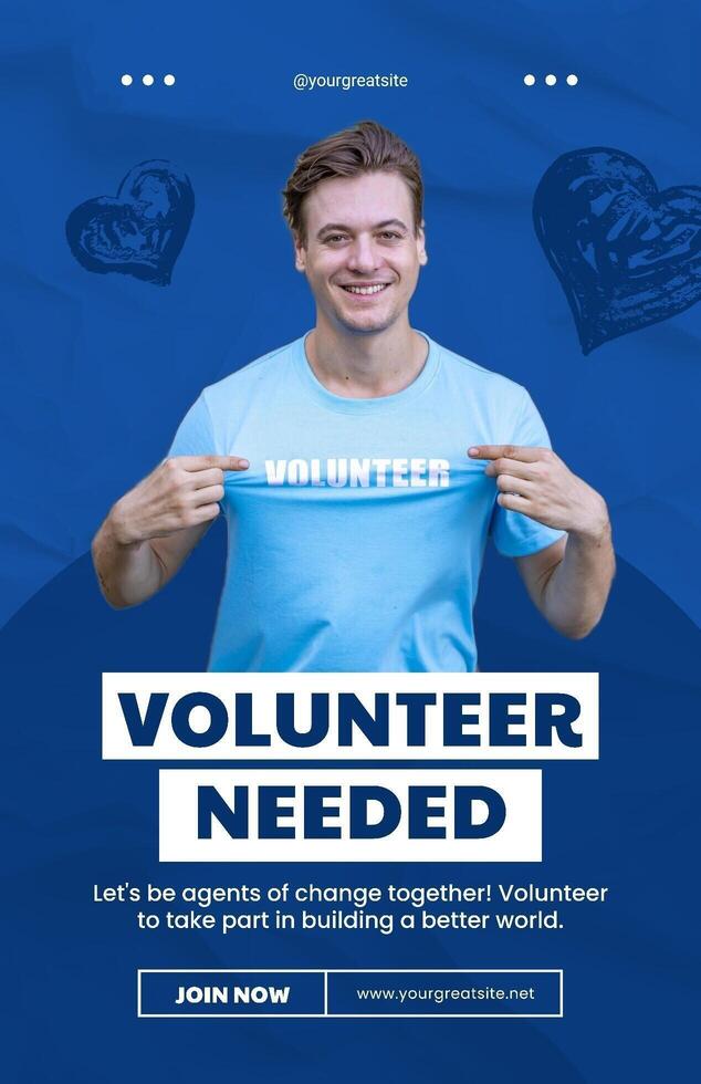 modern blue volunteer needed poster template