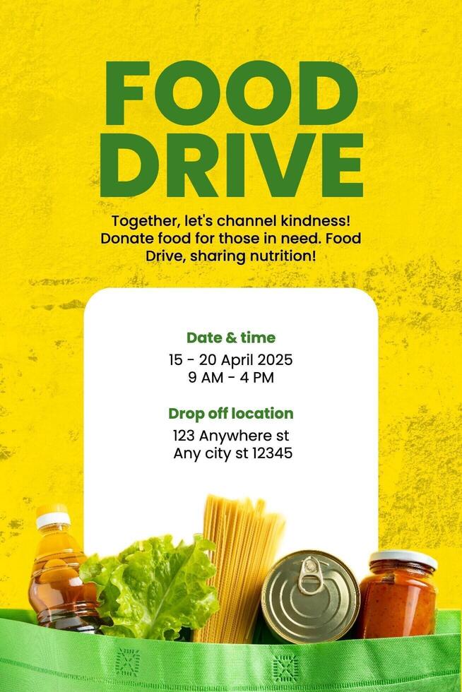 green yellow food drive pinterest graphic template