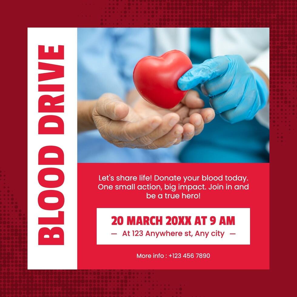 modern red blood drive linkedin post template