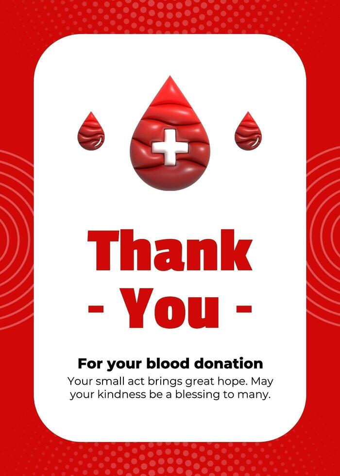 3d red blood donor  greeting  carad template