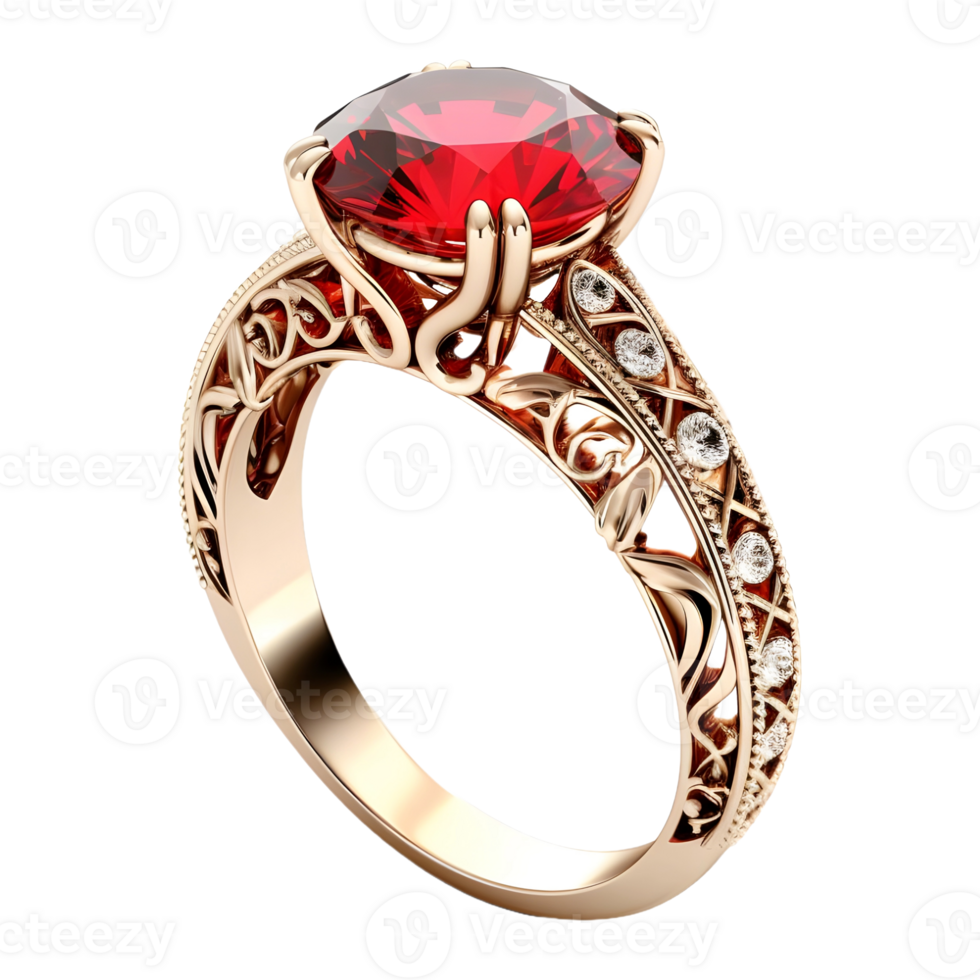 AI generated 3D Rendering of a Ring With Red Stone on It on Transparent Background - Ai Generated png