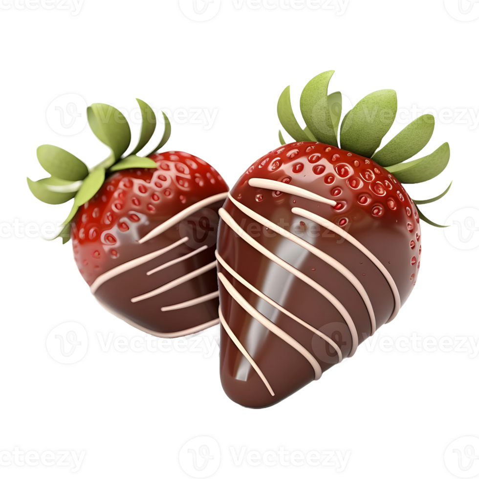 AI generated Strawberries with Chocolate on it on Transparent background - Ai Generated png