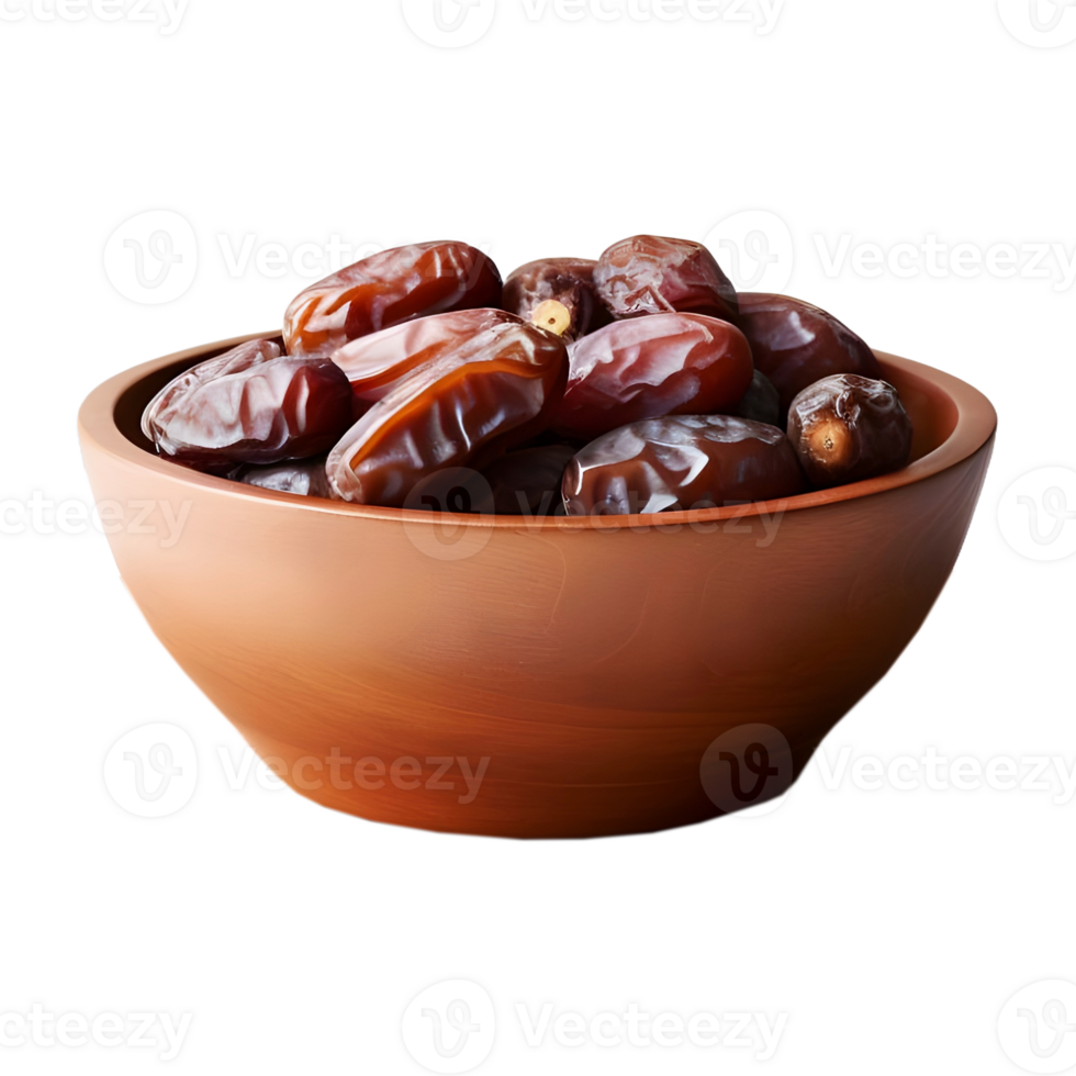 AI generated Dates in a Bowl on Transparent background - Ai Generated png