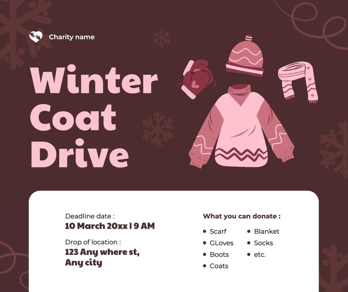 brown winter coat drive facbook post template