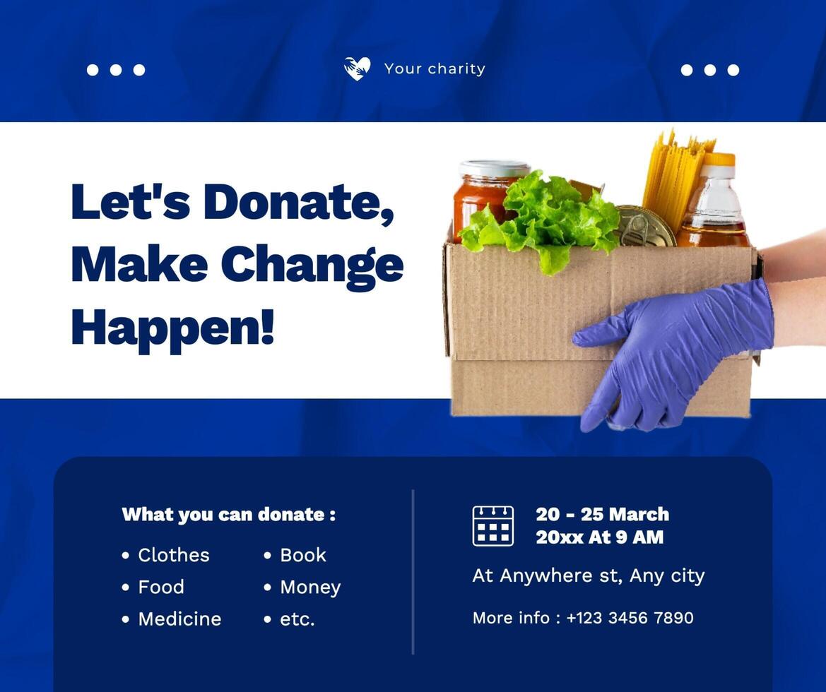 modern blue charity facebook post template