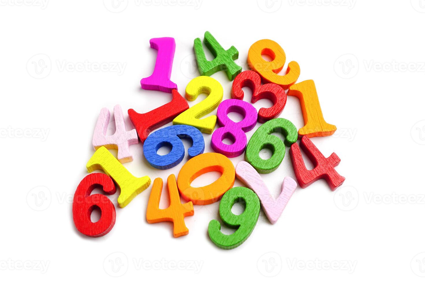 Math number colorful on white background, education study mathematics learning teach concept. photo