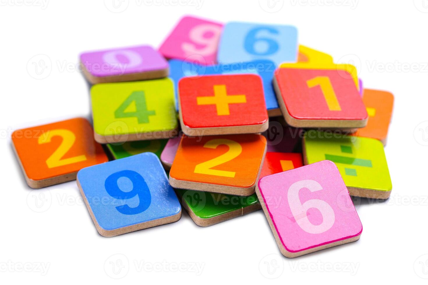 Math number colorful on white background, education study mathematics learning teach concept. photo