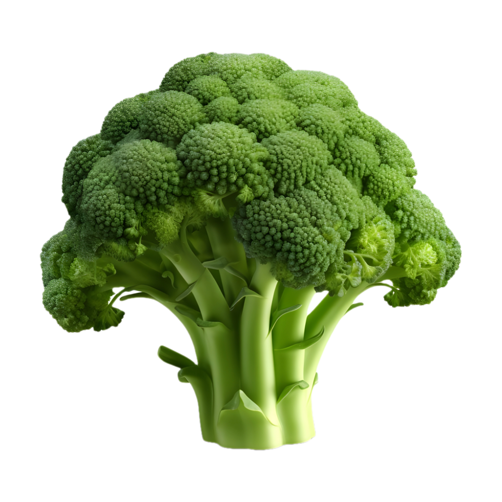 AI generated 3D Rendering of a Green Broccoli on Transparent Background - Ai Generated png