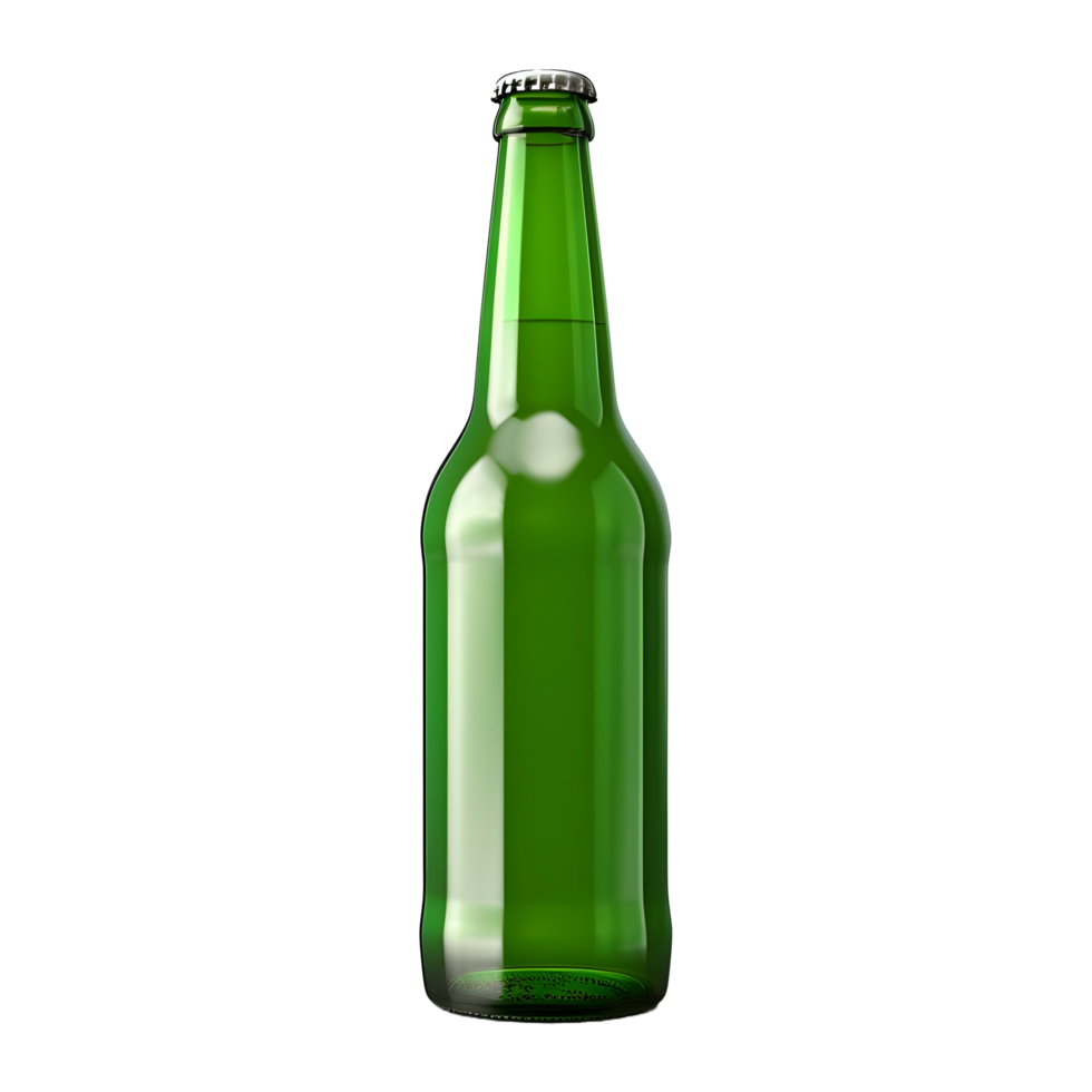 AI generated 3D Rendering of a Empty Green Glass Bottle on Transparent Background - Ai Generated png
