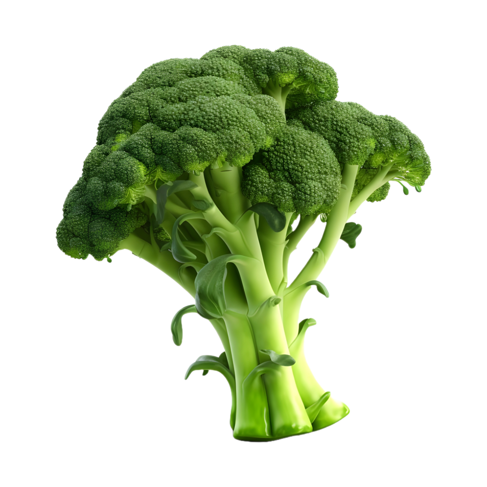 AI generated 3D Rendering of a Green Broccoli on Transparent Background - Ai Generated png