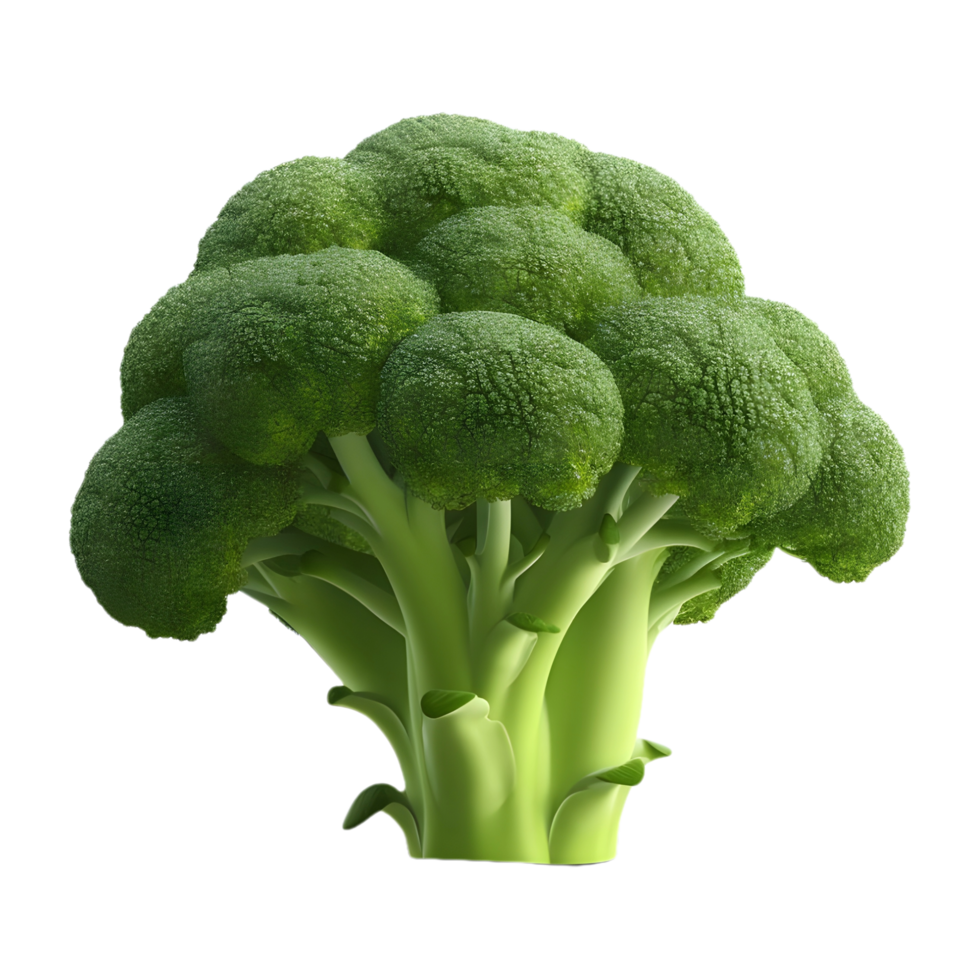 AI generated 3D Rendering of a Green Broccoli on Transparent Background - Ai Generated png