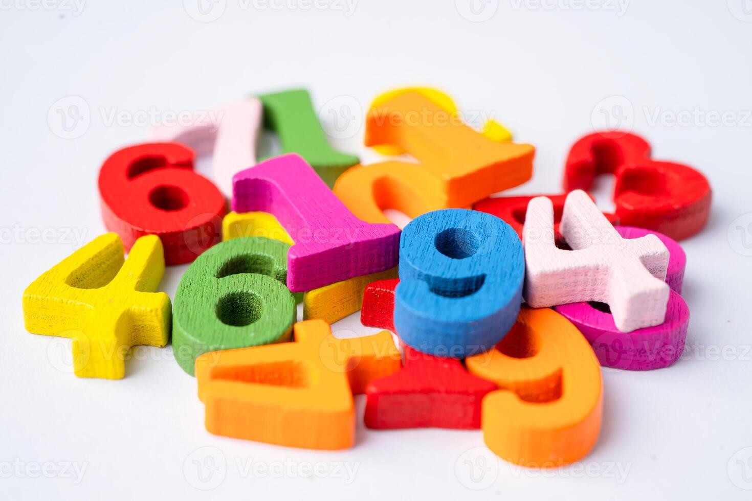 Math number colorful on white background, education study mathematics learning teach concept. photo