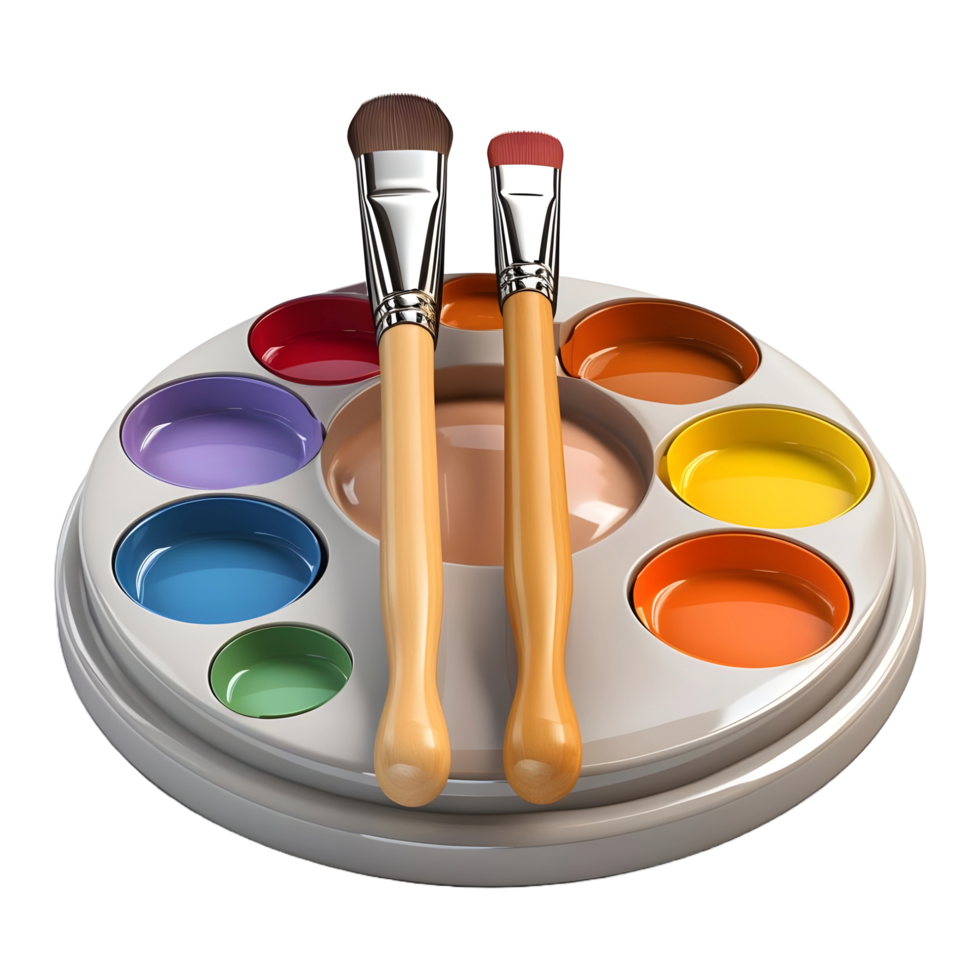 AI generated 3D Rendering of a Paint Brushes With Colorful Paint Heart on Transparent Background - Ai Generated png