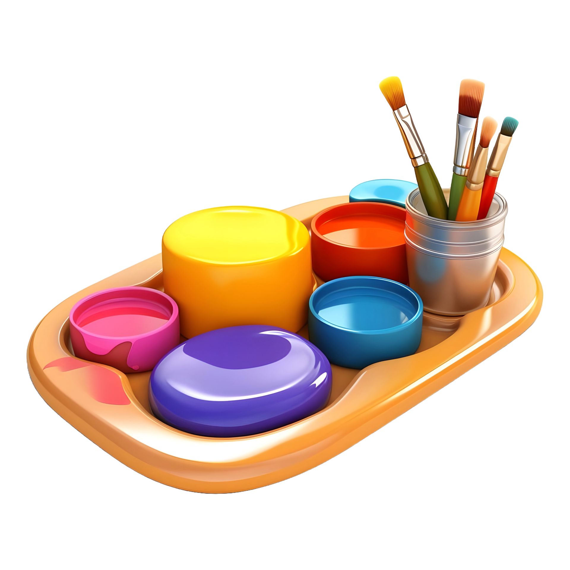 AI generated 3D Rendering of a Paint Brushes With Colorful Paint Heart