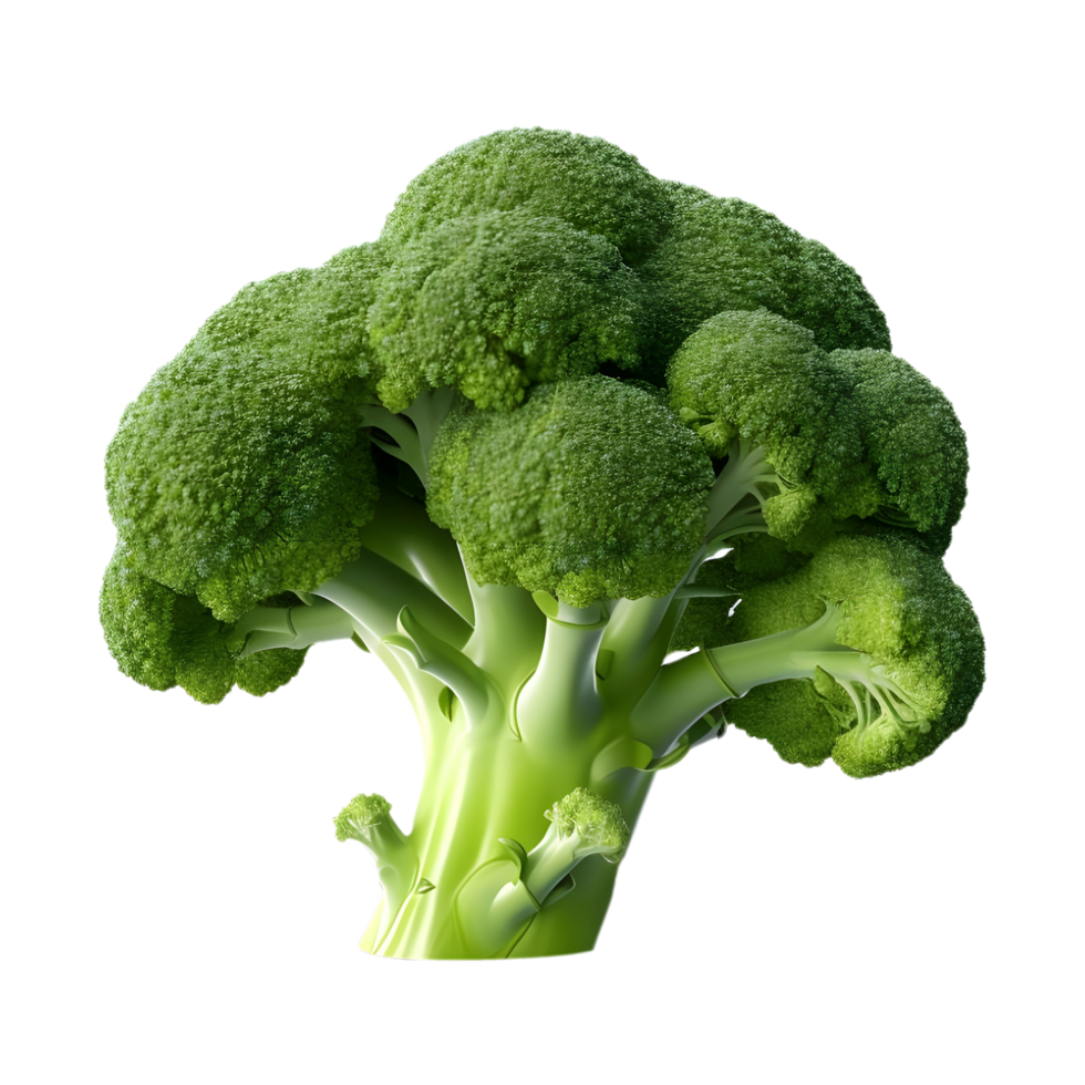 AI generated 3D Rendering of a Green Broccoli on Transparent Background - Ai Generated png