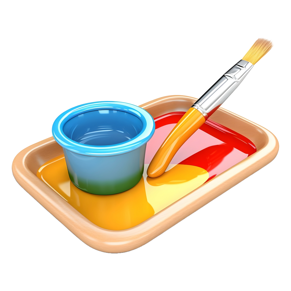 AI generated 3D Rendering of a Paint Brushes With Colorful Paint Heart on Transparent Background - Ai Generated png