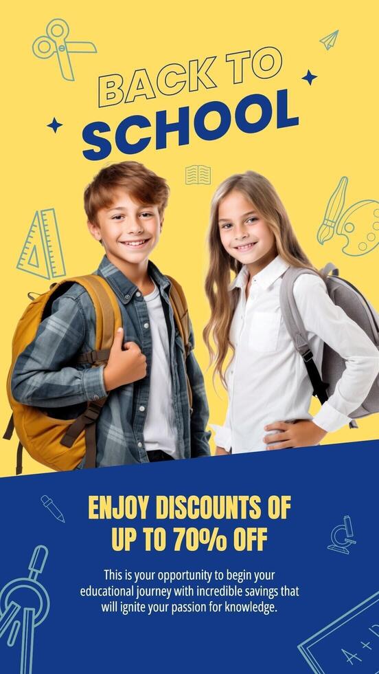 Blue School Sale Discount Instagram Story template