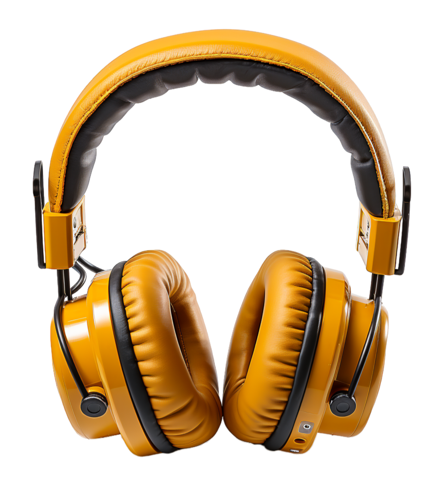 AI generated modern design yellow headset technology device with Circuit Diagram